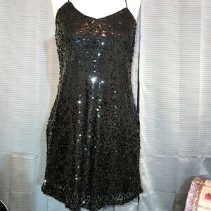 Black sequined mini dress